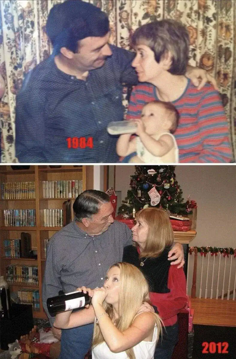 옛날과 같은 구도로 찍은 가족 사진.jpg