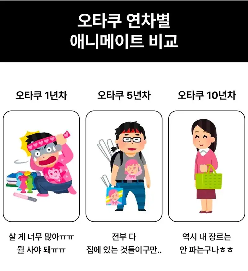 오타쿠 연차별 애니메이트 비교