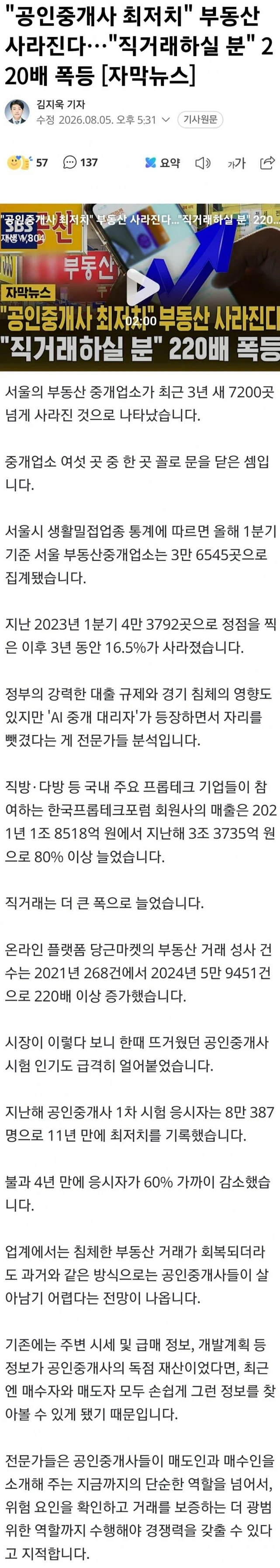 충격적인 공인 중개사 근황