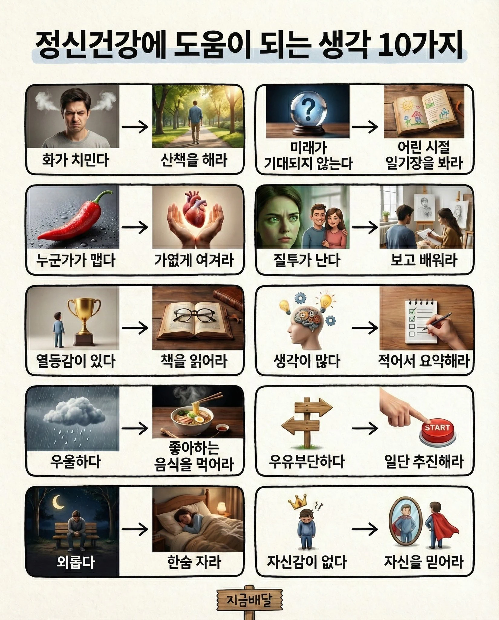 정신건강에 도움이 되는 생각 10가지
