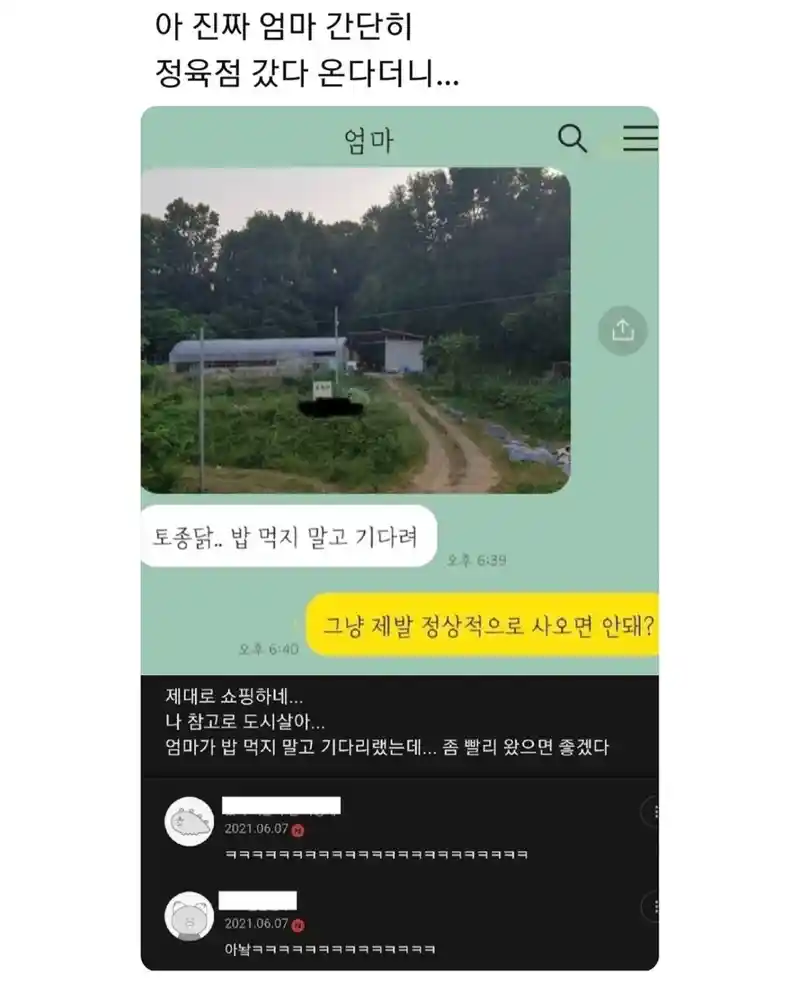 엄마 정육점갔다온다더니..