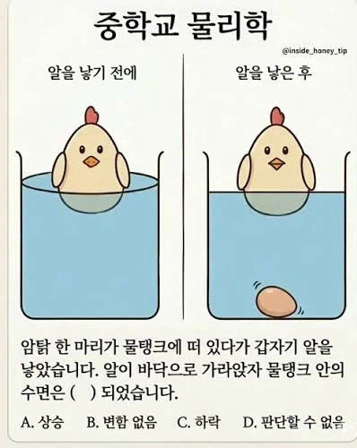 요즘 중학생 과학 문제