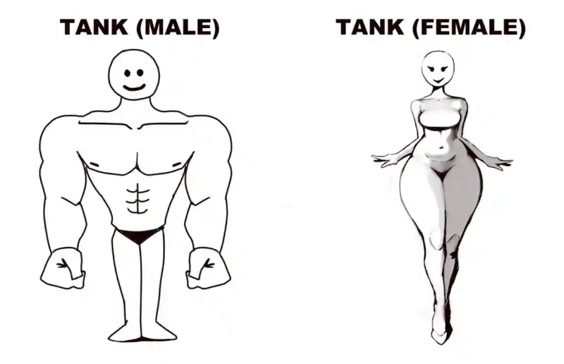 게임에서 탱크 남캐와 탱크 여캐의 차이