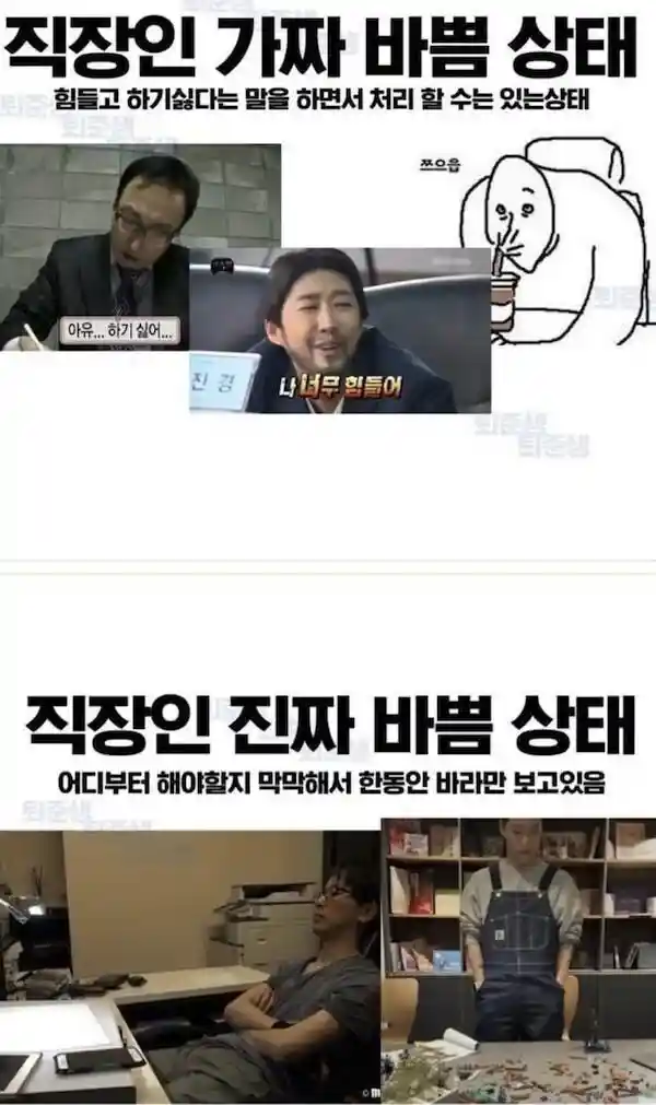 직장인 가짜 바쁨 VS 진짜 바쁨