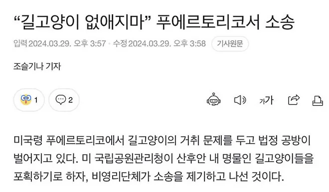 미국) 길고양이 제거 소송에서 캣맘단체 패소