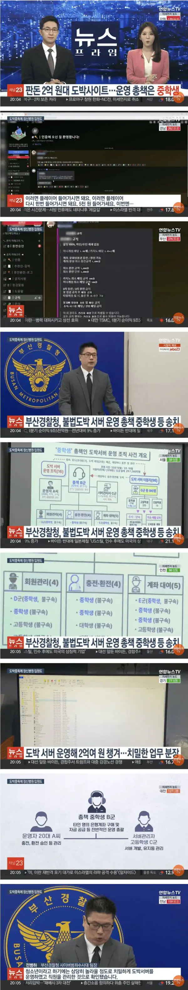 판돈 2억 원대 도박사이트 중학생 총책 검거