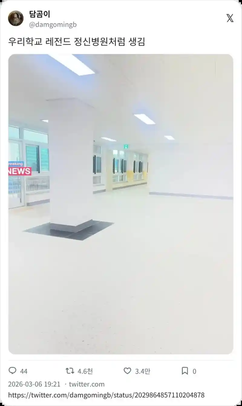 자신의 학교가 정신병원같이 생겼다는 사람