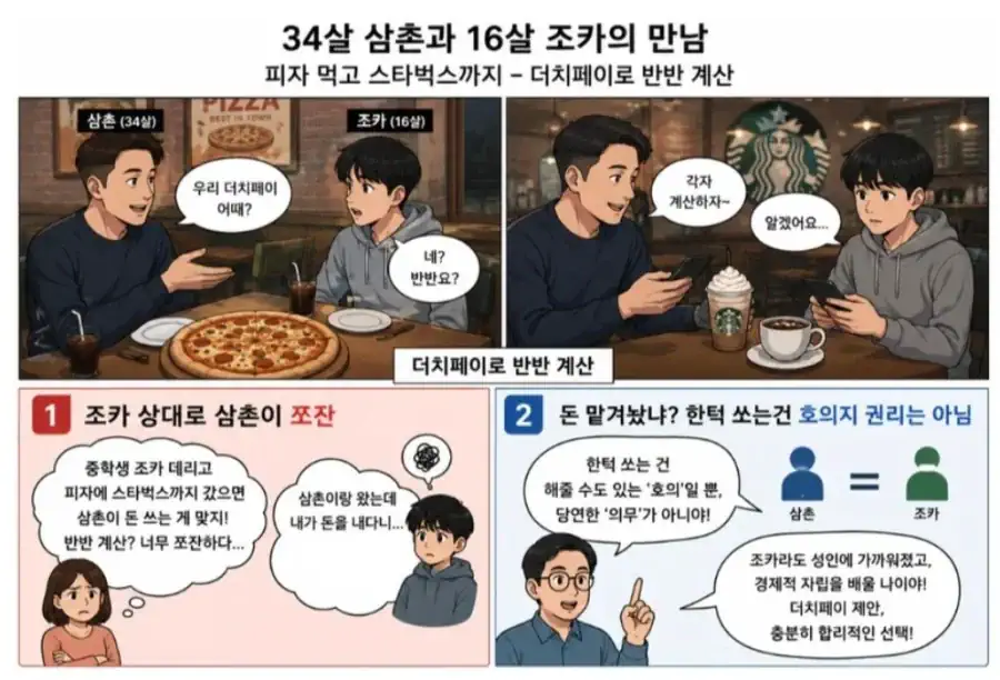 삼촌이 조카랑 만나서 더치페이 하면 쪼잔한건가요?.jpg