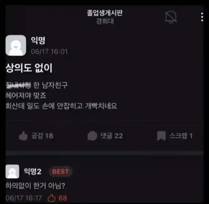 상의없이 질러버린 남친