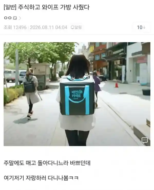 주식하고 와이프 가방사준 주갤러
