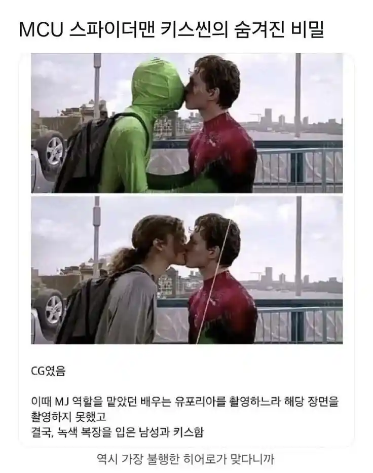 MCU) 스파이더맨 키스씬의 숨겨진 비밀
