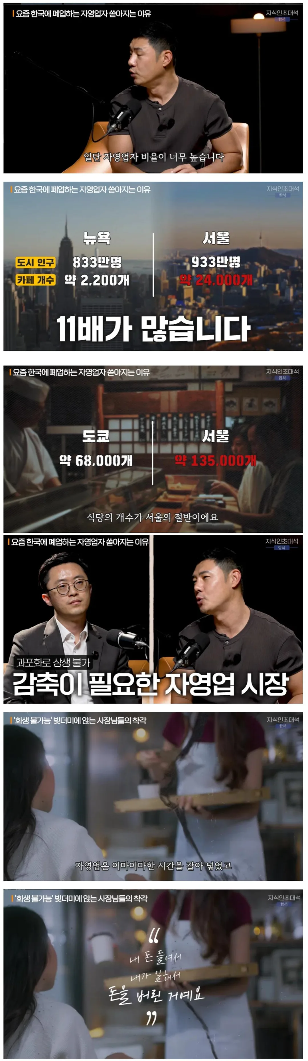 한국 자영업자들이 근본적으로 힘들 수밖에 없는 이유