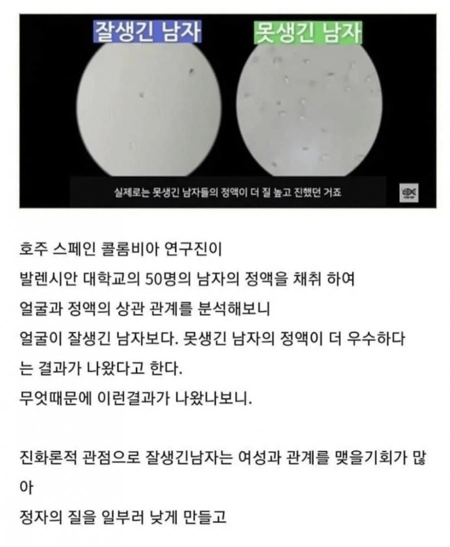 못생긴 남자들이 멸종하지 않는 이유
