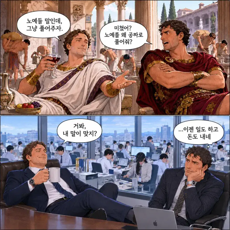 pic) 귀족들이 노예제를 포기한 이유 만화
