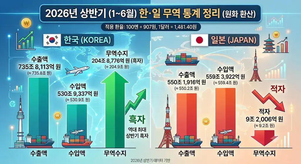 한국 일본 상반기 무역 성적