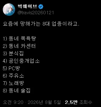 요즘에 망해간다는 업종들