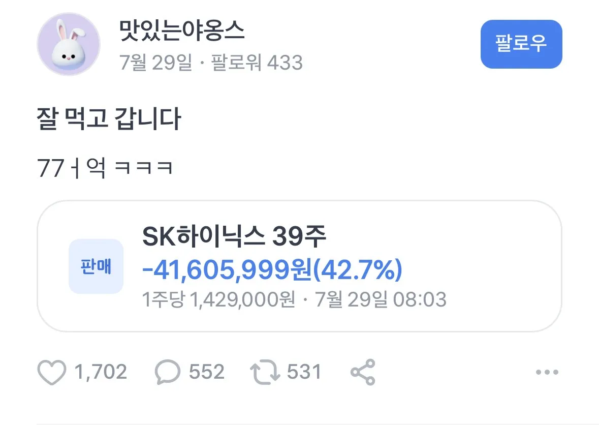 하락장에 미쳐버린 하이닉스 주주