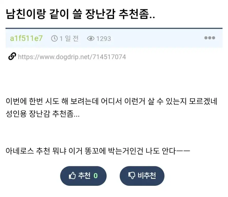 남친이랑 같이 쓸 장난감 추천좀