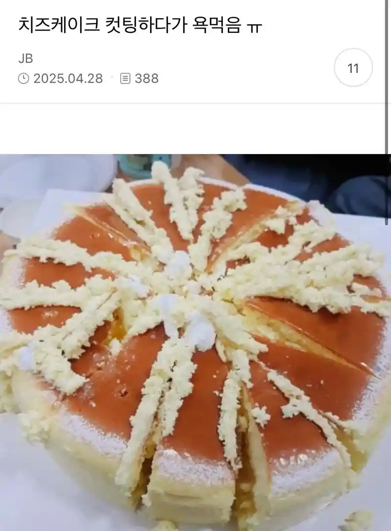 치즈케이크 컷팅하다가 욕먹음 .jpg