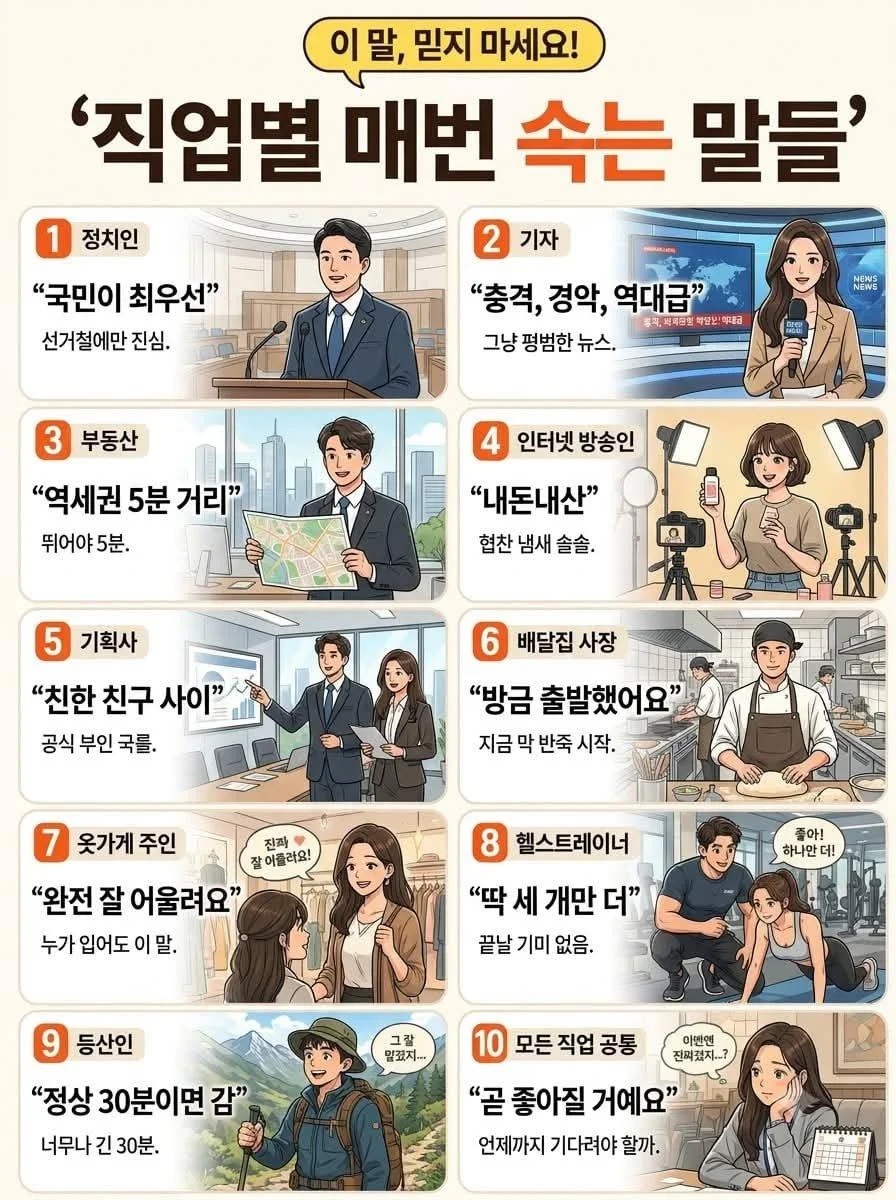 직업별 매번 속는 말들