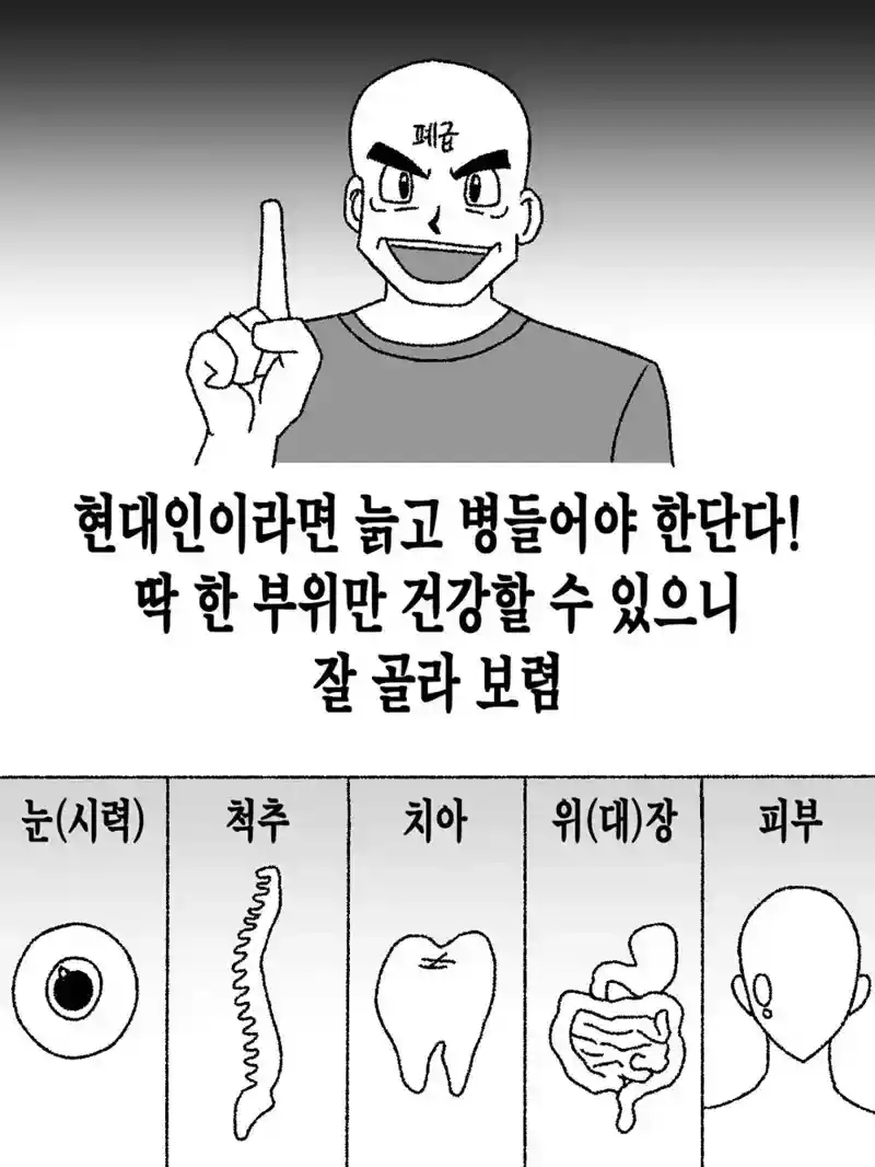 다음 중 딱 한 부위만 건강할 수 있다면 선택은?