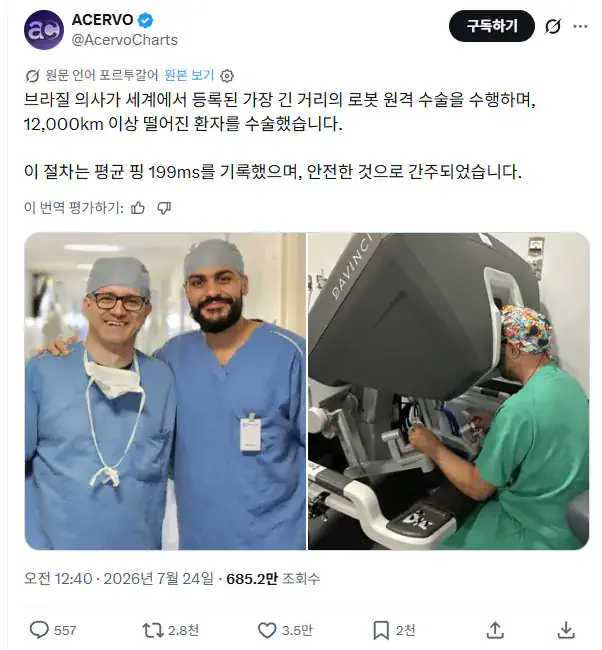 핑 200 원격수술 소식에 경악하는 해외 게이머들 ㄷㄷㄷ