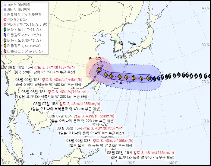 제 13호 태풍 돌핀 대한민국 패싱 확정