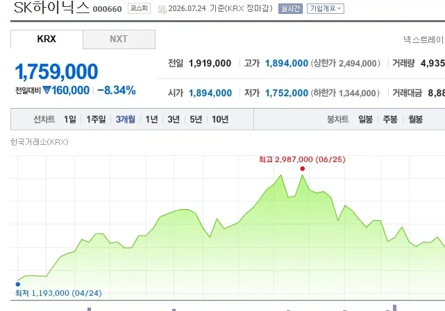 의외로 많은 하이닉스 주식 물리는 과정