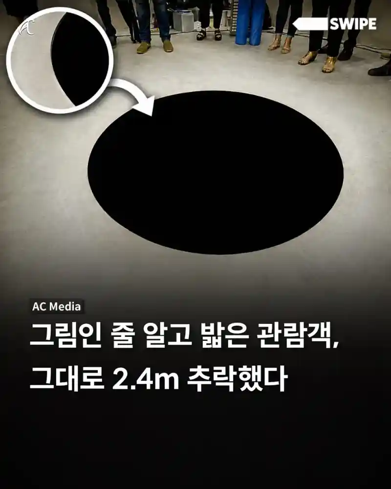 그림인 줄 알고 밟은 관람객, 그대로 2.4m 추락