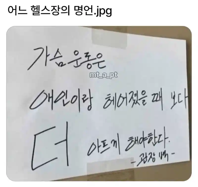 어느 헬스장의 명언