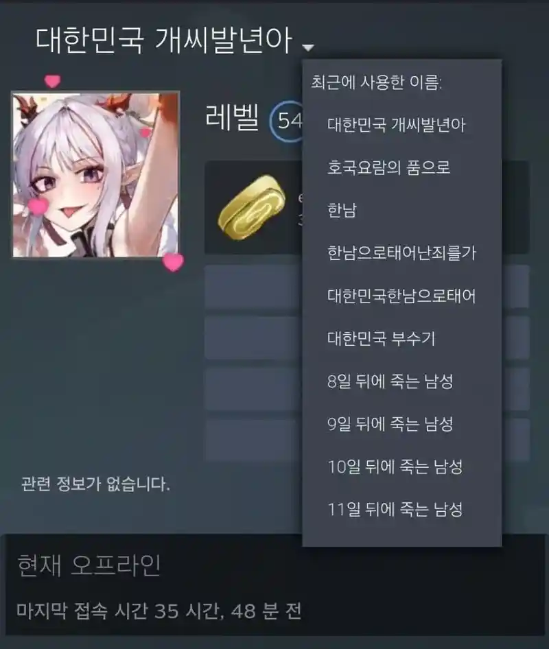 대한민국에 분노한 스팀 유저